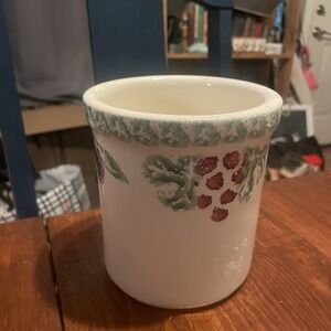 Vintage Crock Shop Santa Ana Spoon Utensil Crock Grapes Pattern